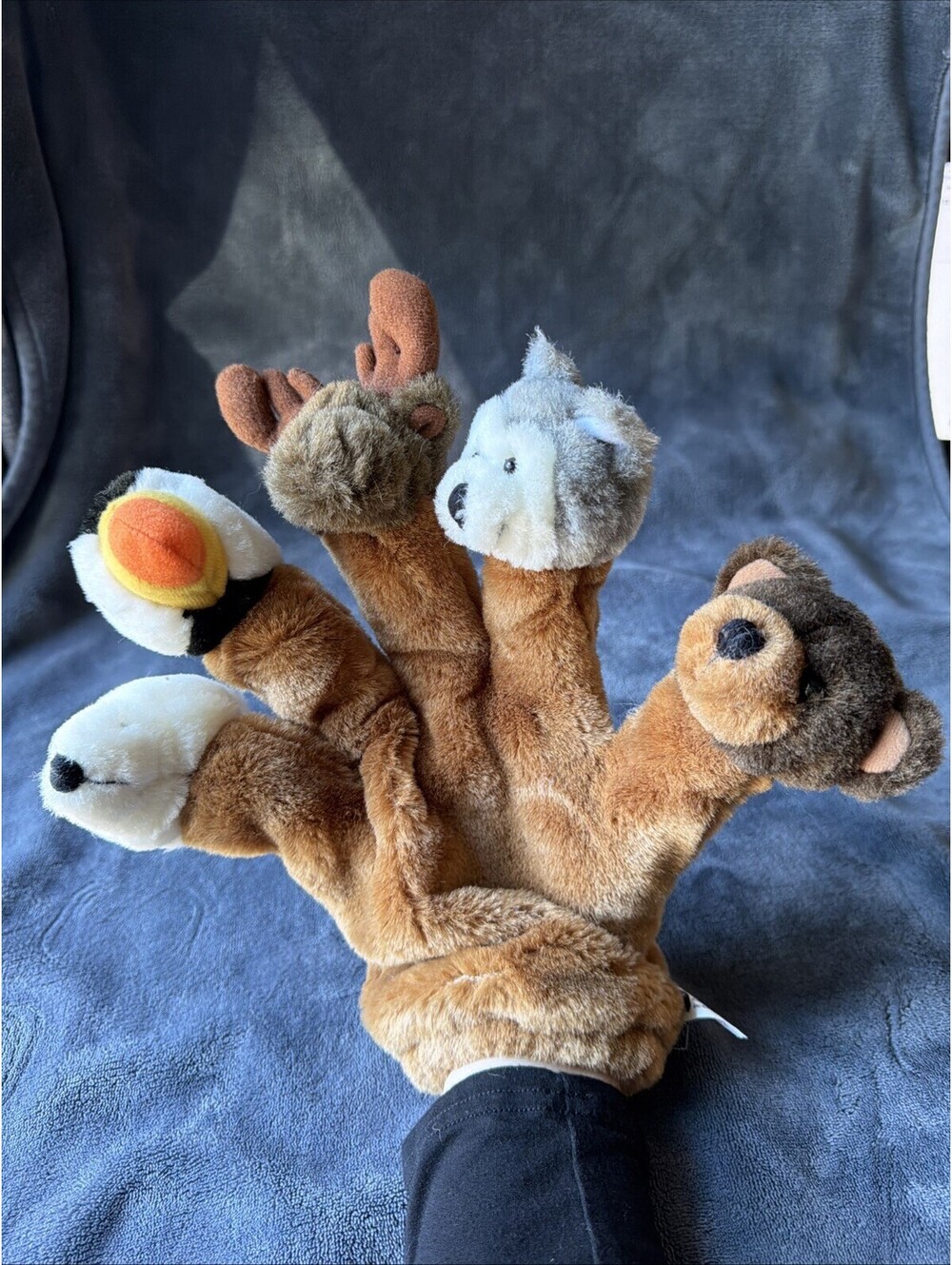 Alaskan Friends 5 Finger Hand Puppet Arctic Circle: Bears, Puffin, Wolf, Moose